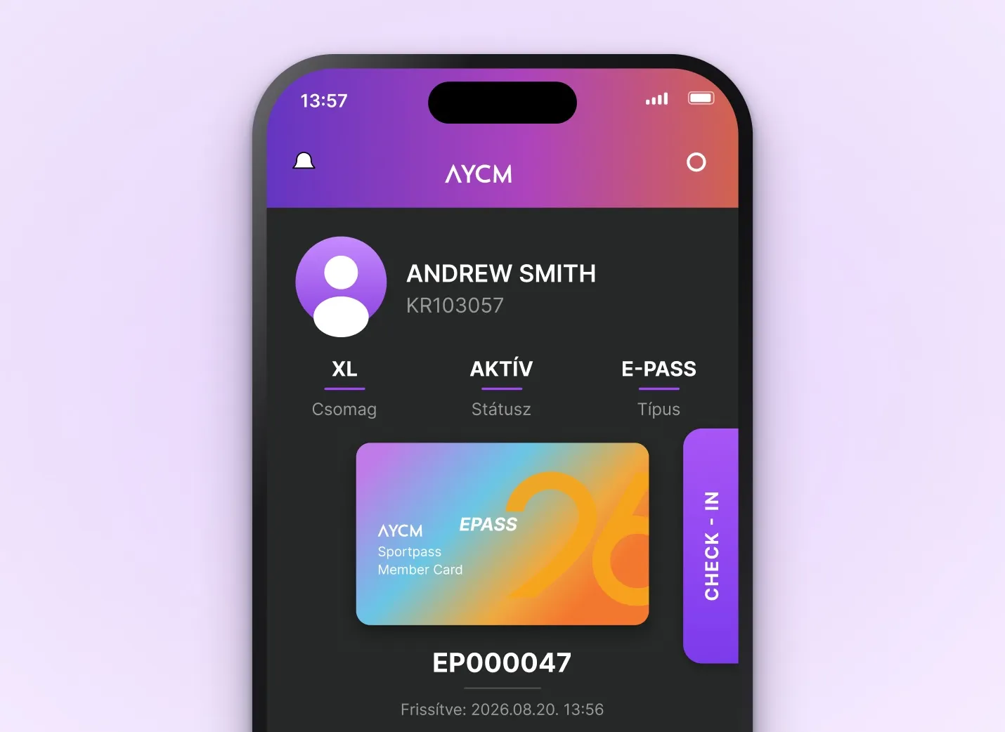 AYCM SportPass app screens