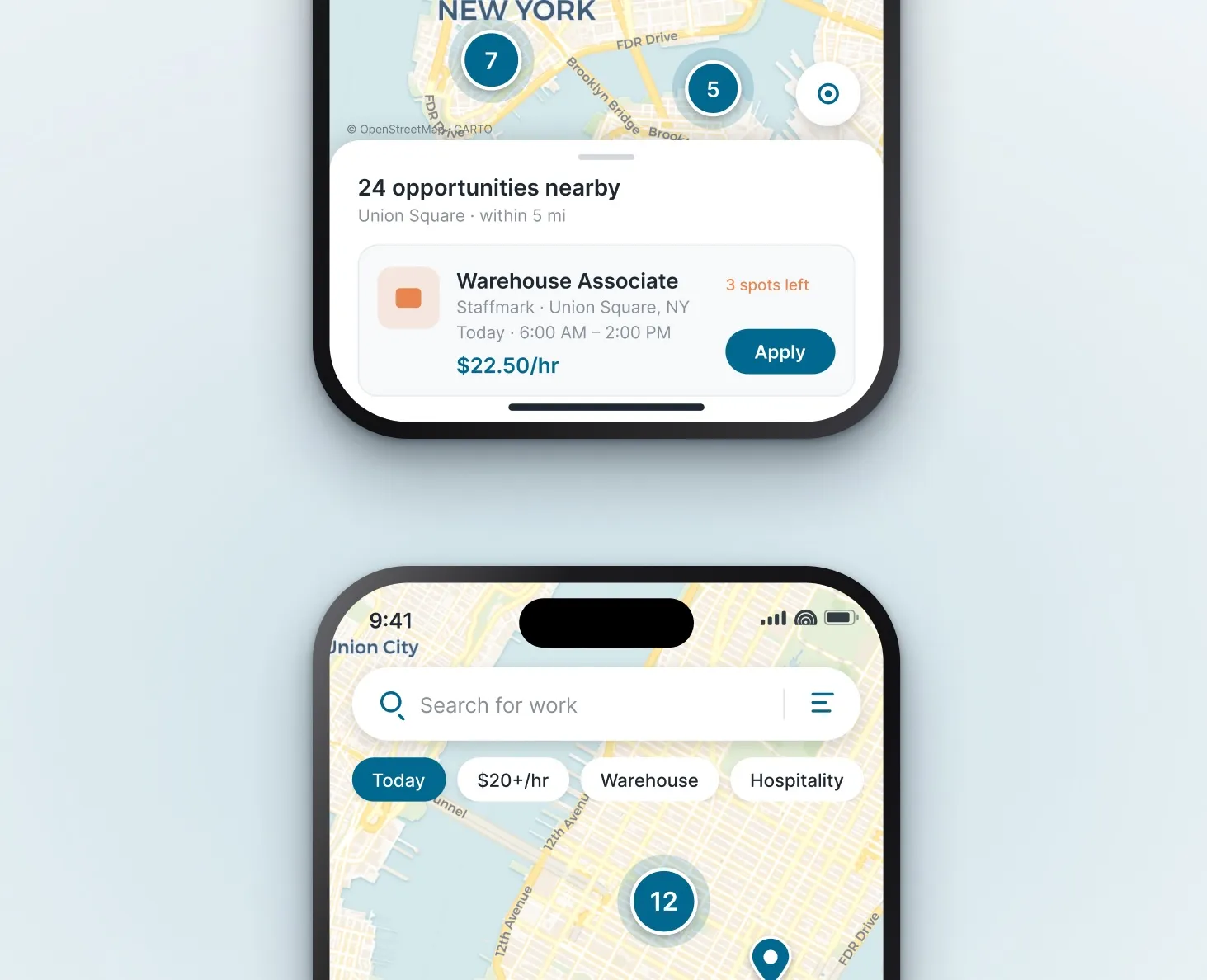 WorkN Mobile Platform app screens