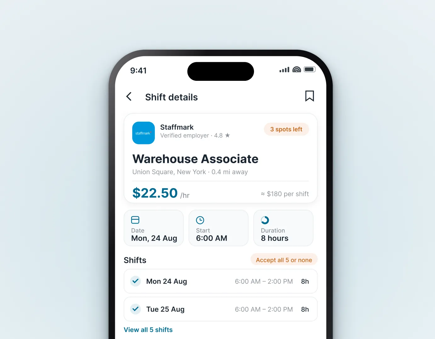 WorkN Mobile Platform app screens